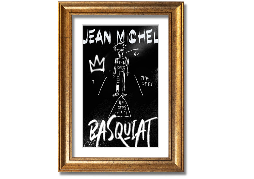 Vibrant Jean Michel Basquiat artwork printed on coated polyester canvas, mounted on a 44mm box frame, ready to hang.