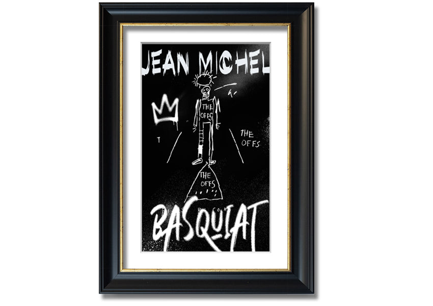 Vibrant Jean Michel Basquiat artwork printed on coated polyester canvas, mounted on a 44mm box frame, ready to hang.