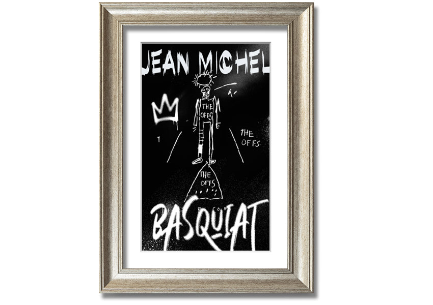 Vibrant Jean Michel Basquiat artwork printed on coated polyester canvas, mounted on a 44mm box frame, ready to hang.