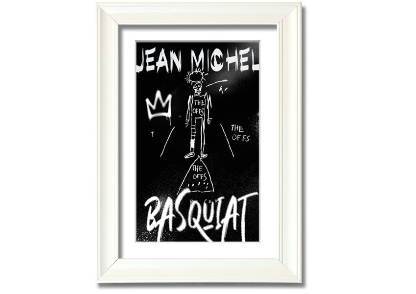 Vibrant Jean Michel Basquiat artwork printed on coated polyester canvas, mounted on a 44mm box frame, ready to hang.