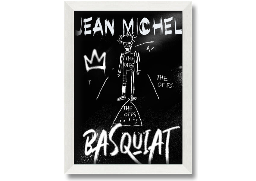 Vibrant Jean Michel Basquiat artwork printed on coated polyester canvas, mounted on a 44mm box frame, ready to hang.