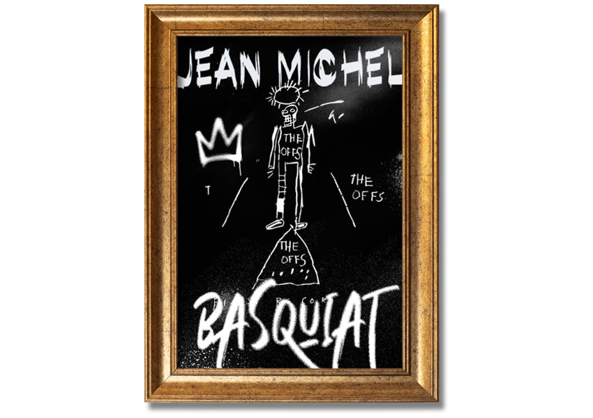 Vibrant Jean Michel Basquiat artwork printed on coated polyester canvas, mounted on a 44mm box frame, ready to hang.