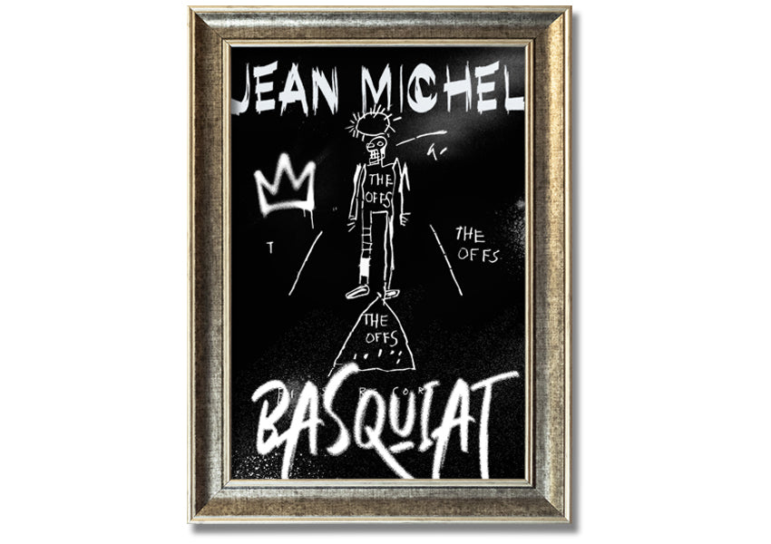 Vibrant Jean Michel Basquiat artwork printed on coated polyester canvas, mounted on a 44mm box frame, ready to hang.