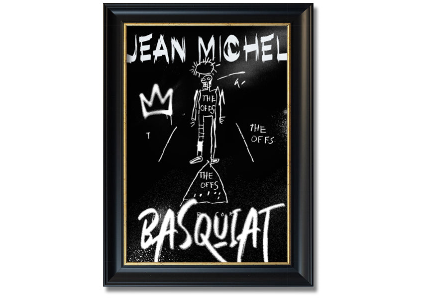 Vibrant Jean Michel Basquiat artwork printed on coated polyester canvas, mounted on a 44mm box frame, ready to hang.