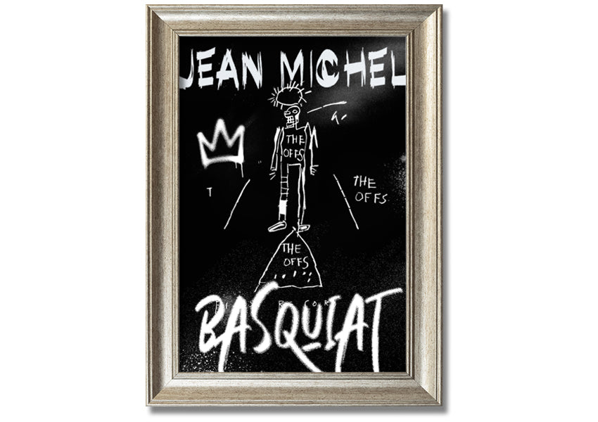 Vibrant Jean Michel Basquiat artwork printed on coated polyester canvas, mounted on a 44mm box frame, ready to hang.