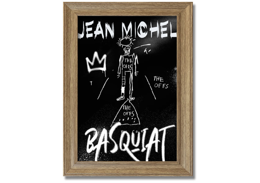 Vibrant Jean Michel Basquiat artwork printed on coated polyester canvas, mounted on a 44mm box frame, ready to hang.