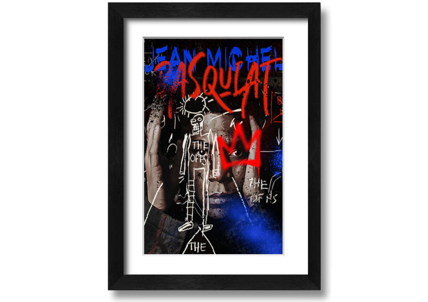 Jean Michel Robot artwork printed on coated polyester canvas, mounted on a 44mm box frame, showcasing vibrant colors and modern design.