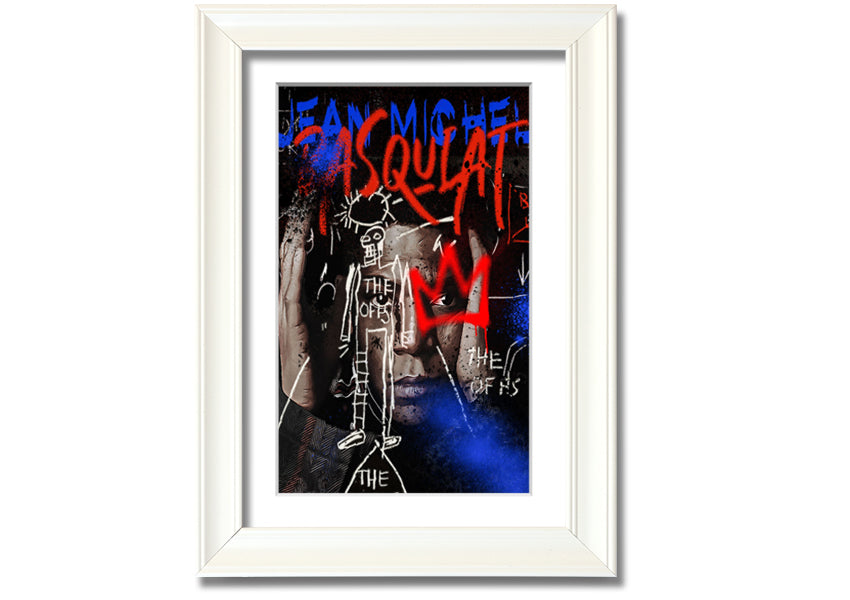 Jean Michel Robot artwork printed on coated polyester canvas, mounted on a 44mm box frame, showcasing vibrant colors and modern design.