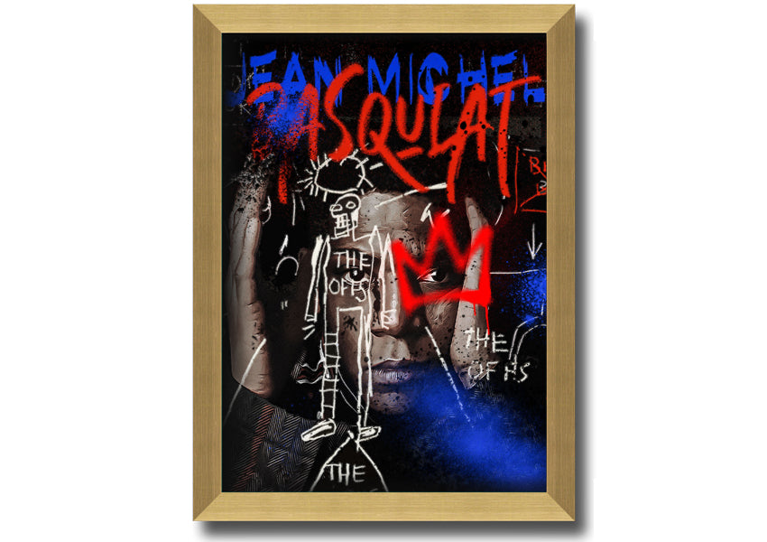 Jean Michel Robot artwork printed on coated polyester canvas, mounted on a 44mm box frame, showcasing vibrant colors and modern design.