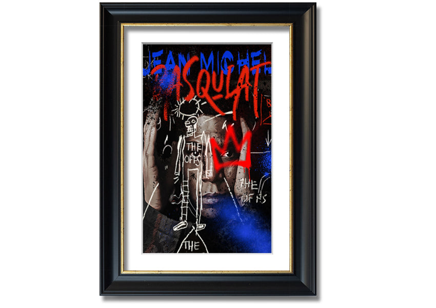 Jean Michel Robot artwork printed on coated polyester canvas, mounted on a 44mm box frame, showcasing vibrant colors and modern design.