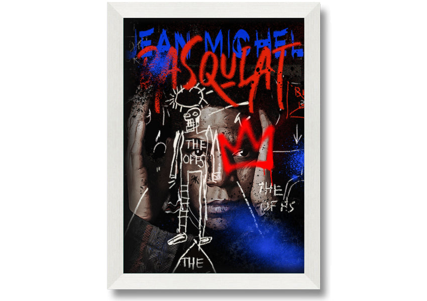 Jean Michel Robot artwork printed on coated polyester canvas, mounted on a 44mm box frame, showcasing vibrant colors and modern design.