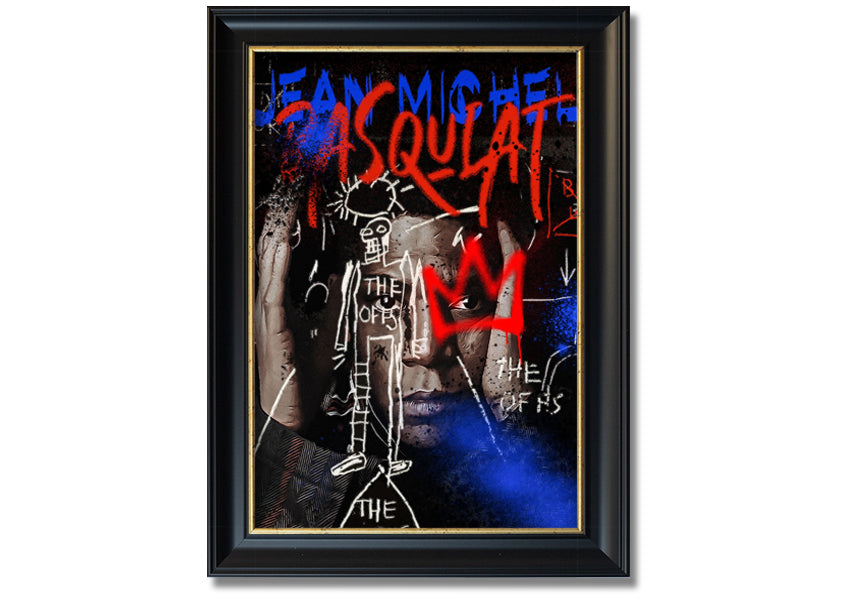 Jean Michel Robot artwork printed on coated polyester canvas, mounted on a 44mm box frame, showcasing vibrant colors and modern design.