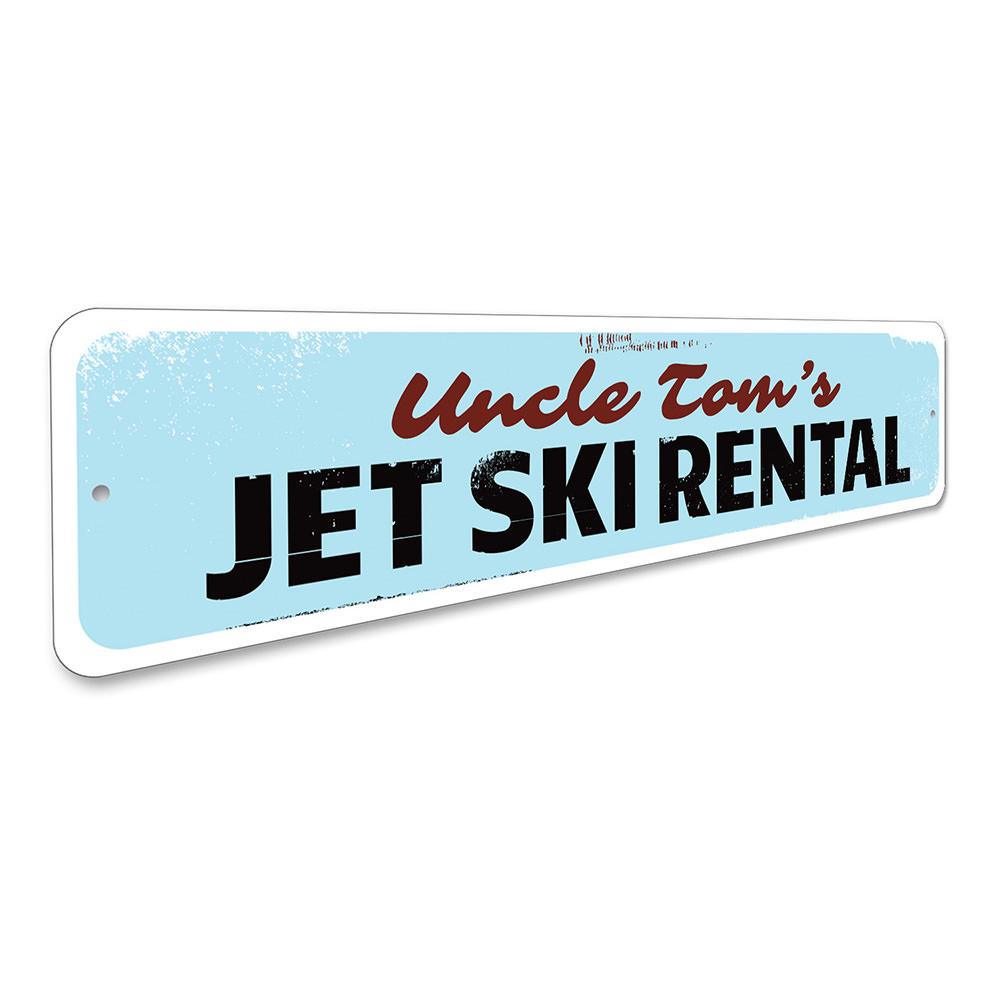 Customizable Jet Ski Rental Sign made from high-quality aluminum, perfect for beach houses and coastal decor.