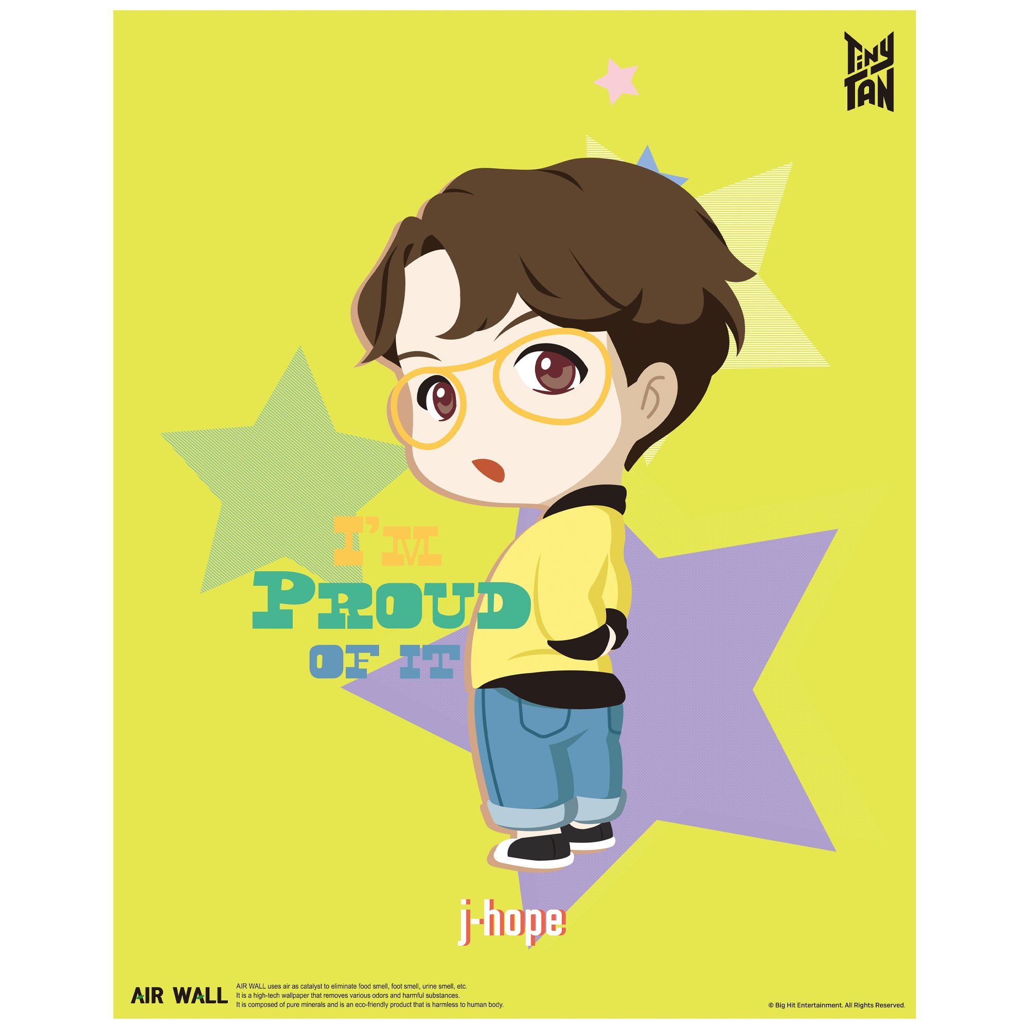 j-hope IDOL Air Wall Poster featuring vibrant colors and lyrics, designed for air purification.