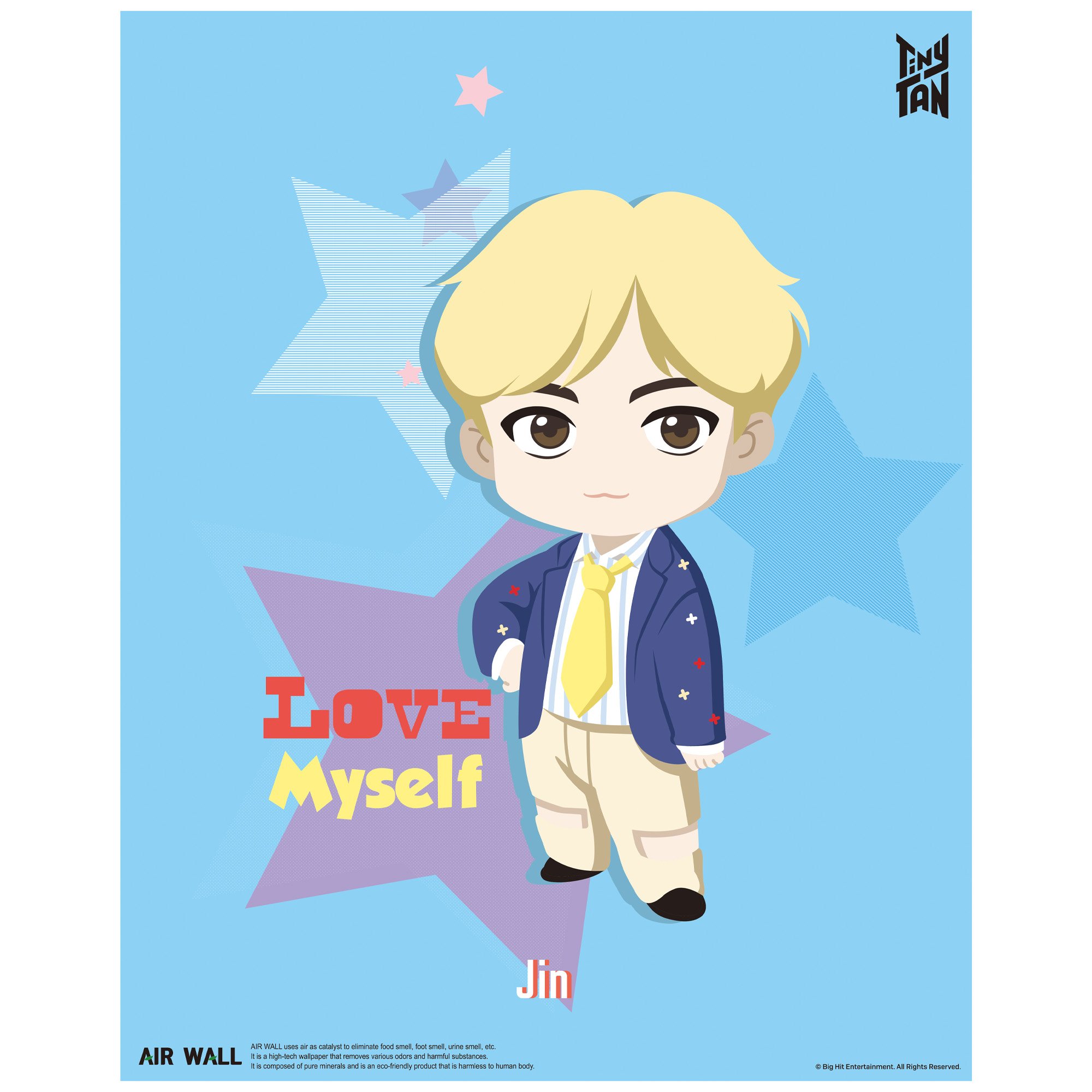 Jin - IDOL Air Wall Poster featuring Jin with lyrics, designed for air purification and eco-friendly decor.