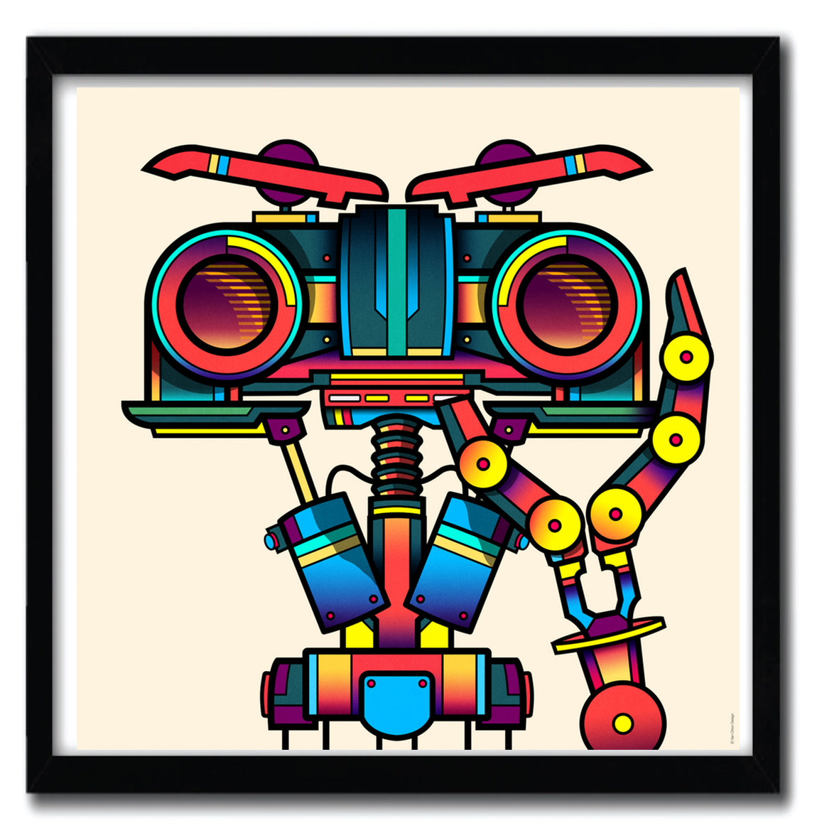 Johnny5 artwork by VAN ORTON, printed on fine arts paper, showcasing vibrant colors and intricate details.