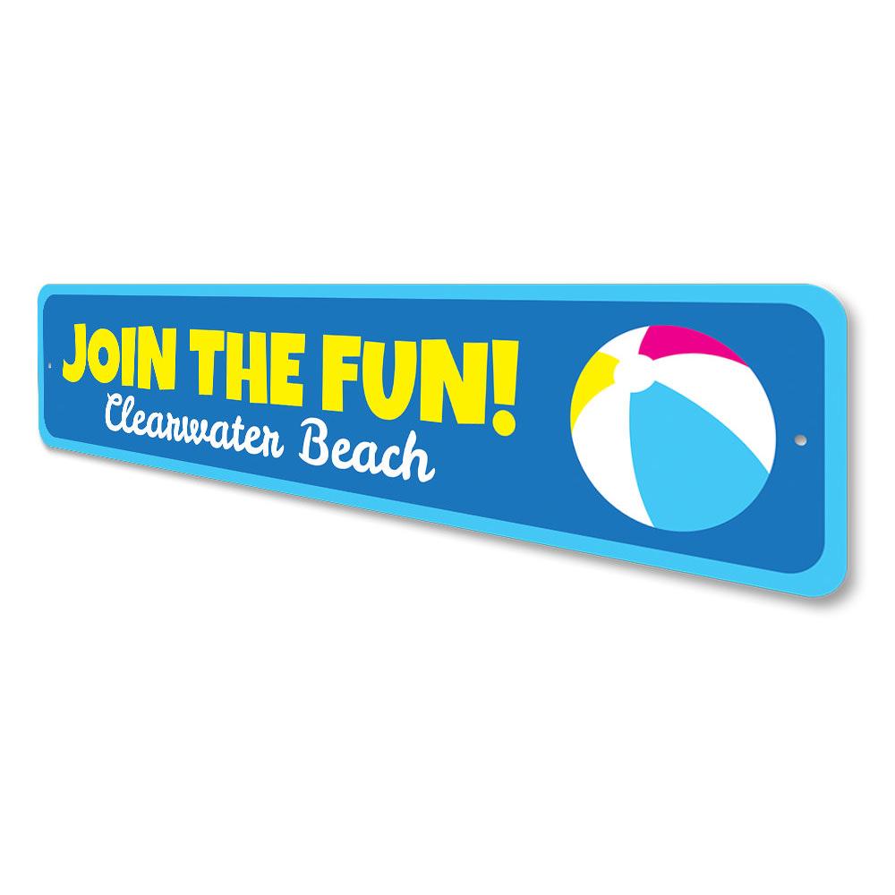 Colorful Join the Fun Sign made of high-quality aluminum, featuring customizable text for personal touch, perfect for kids' rooms.