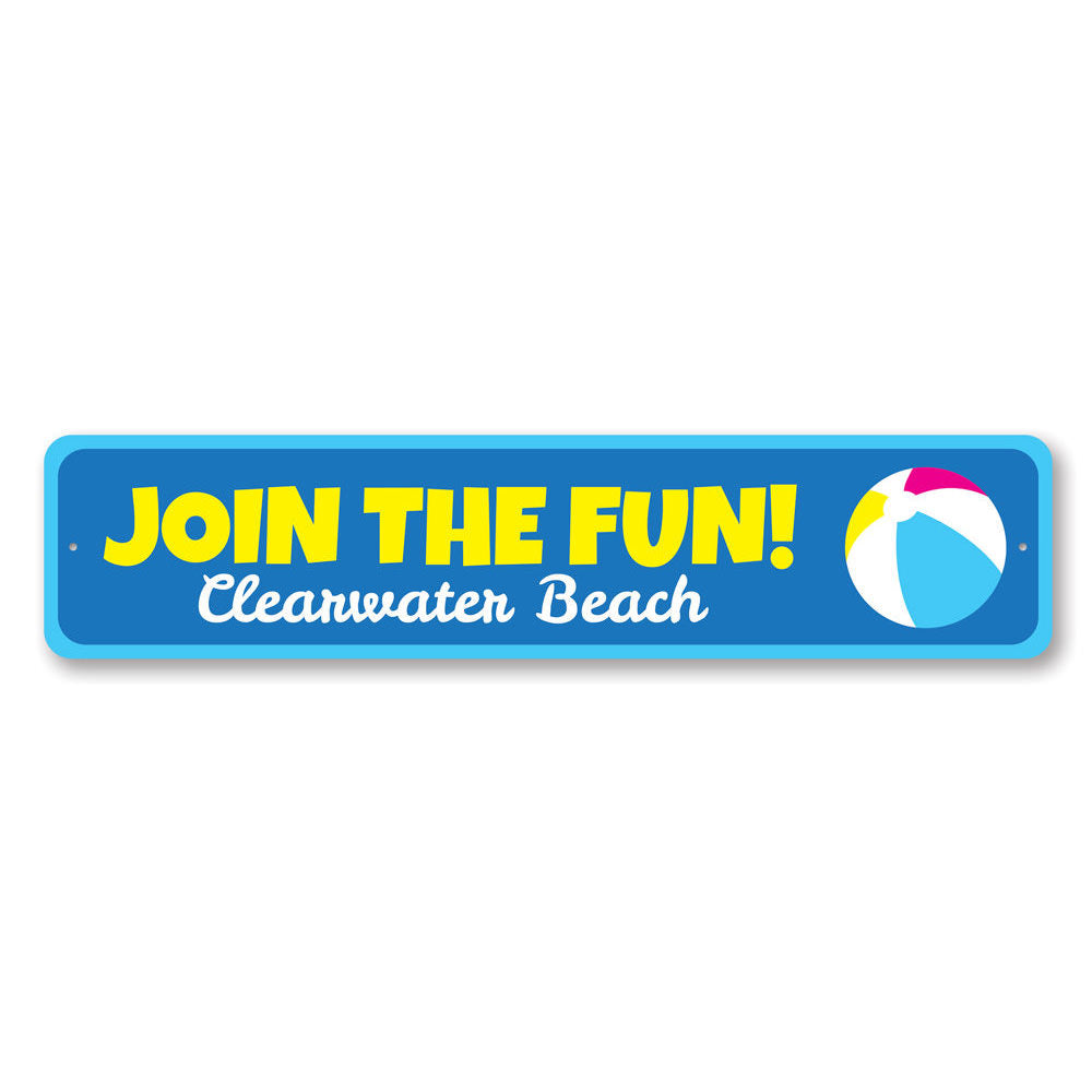 Colorful Join the Fun Sign made of high-quality aluminum, featuring customizable text for personal touch, perfect for kids' rooms.