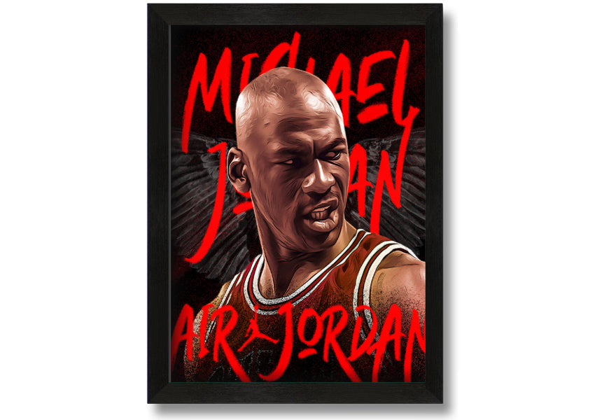 Jordan Basketball canvas art mounted on a box frame, showcasing vibrant colors and detailed design.