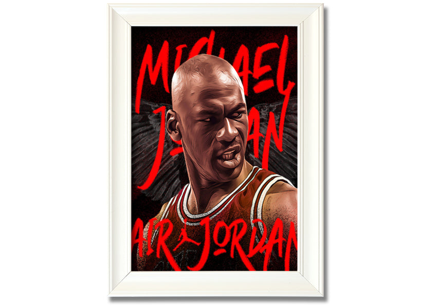 Jordan Basketball canvas art mounted on a box frame, showcasing vibrant colors and detailed design.