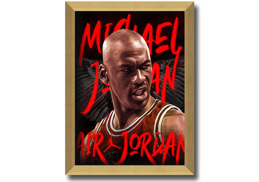 Jordan Basketball canvas art mounted on a box frame, showcasing vibrant colors and detailed design.