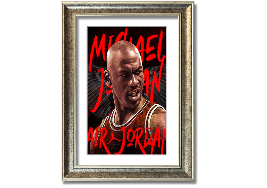 Jordan Basketball canvas art mounted on a box frame, showcasing vibrant colors and detailed design.