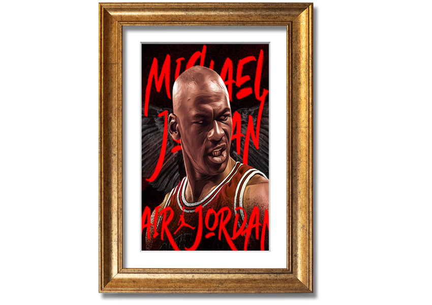 Jordan Basketball canvas art mounted on a box frame, showcasing vibrant colors and detailed design.