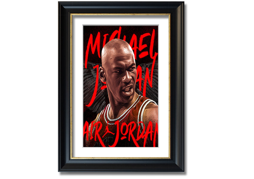 Jordan Basketball canvas art mounted on a box frame, showcasing vibrant colors and detailed design.