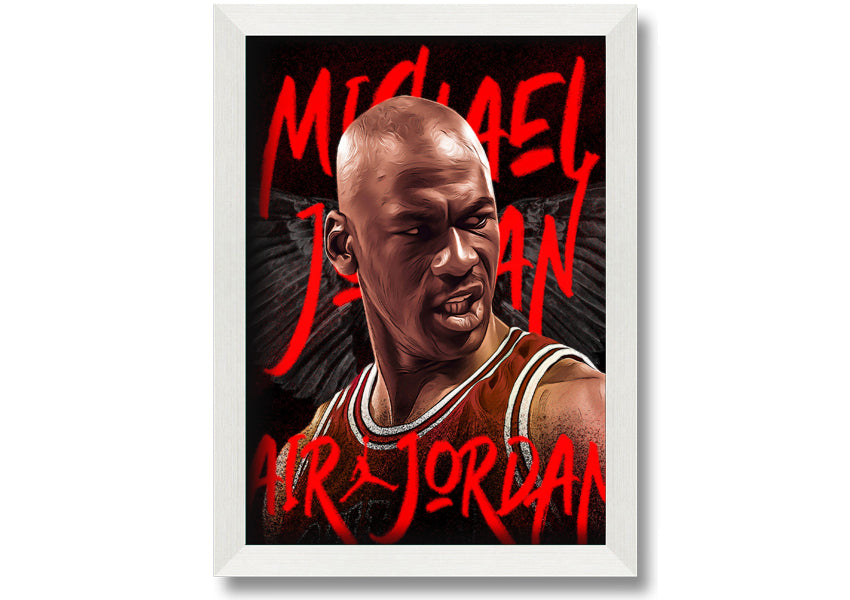 Jordan Basketball canvas art mounted on a box frame, showcasing vibrant colors and detailed design.