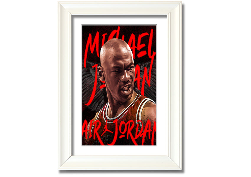 Jordan Basketball canvas art mounted on a box frame, showcasing vibrant colors and detailed design.