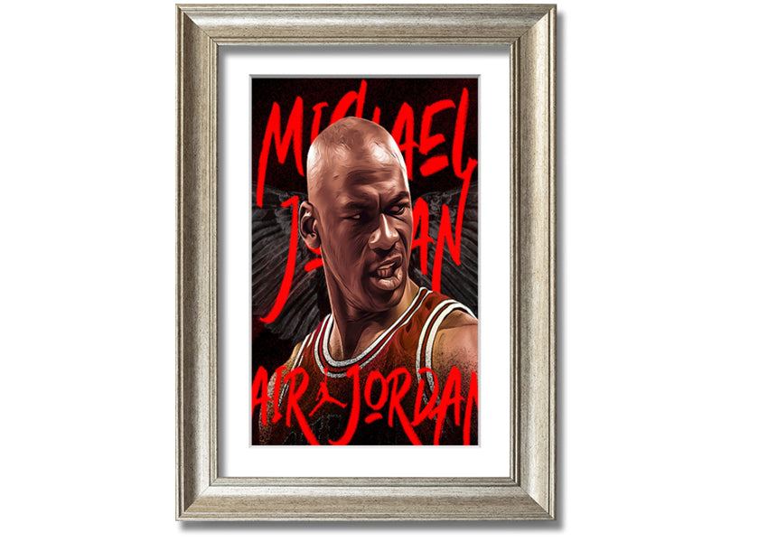 Jordan Basketball canvas art mounted on a box frame, showcasing vibrant colors and detailed design.