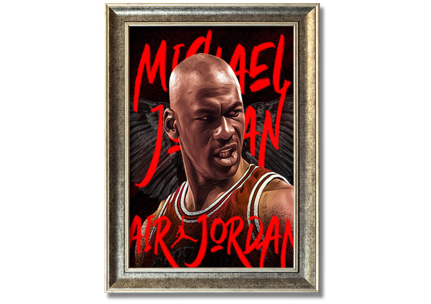 Jordan Basketball canvas art mounted on a box frame, showcasing vibrant colors and detailed design.