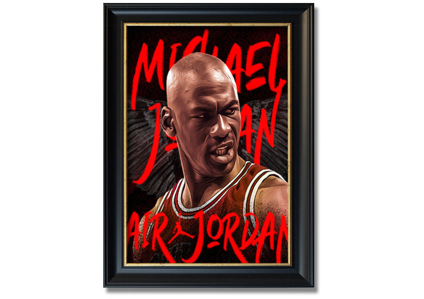 Jordan Basketball canvas art mounted on a box frame, showcasing vibrant colors and detailed design.