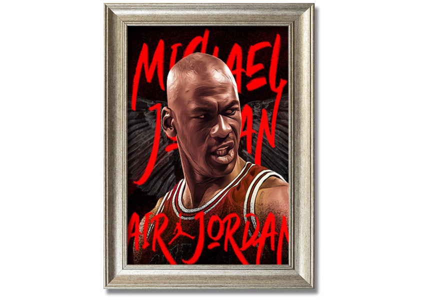 Jordan Basketball canvas art mounted on a box frame, showcasing vibrant colors and detailed design.