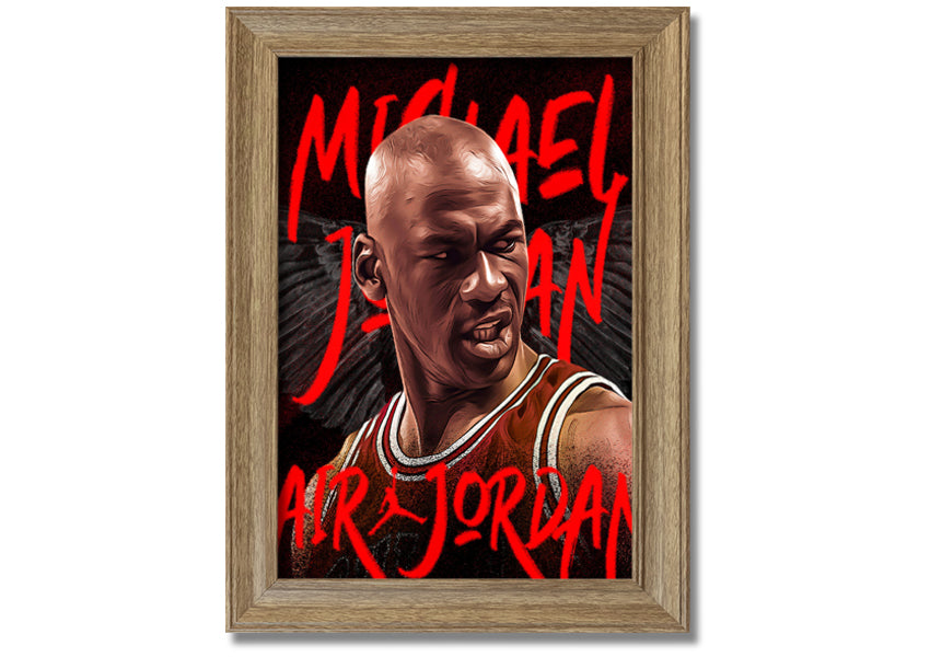 Jordan Basketball canvas art mounted on a box frame, showcasing vibrant colors and detailed design.