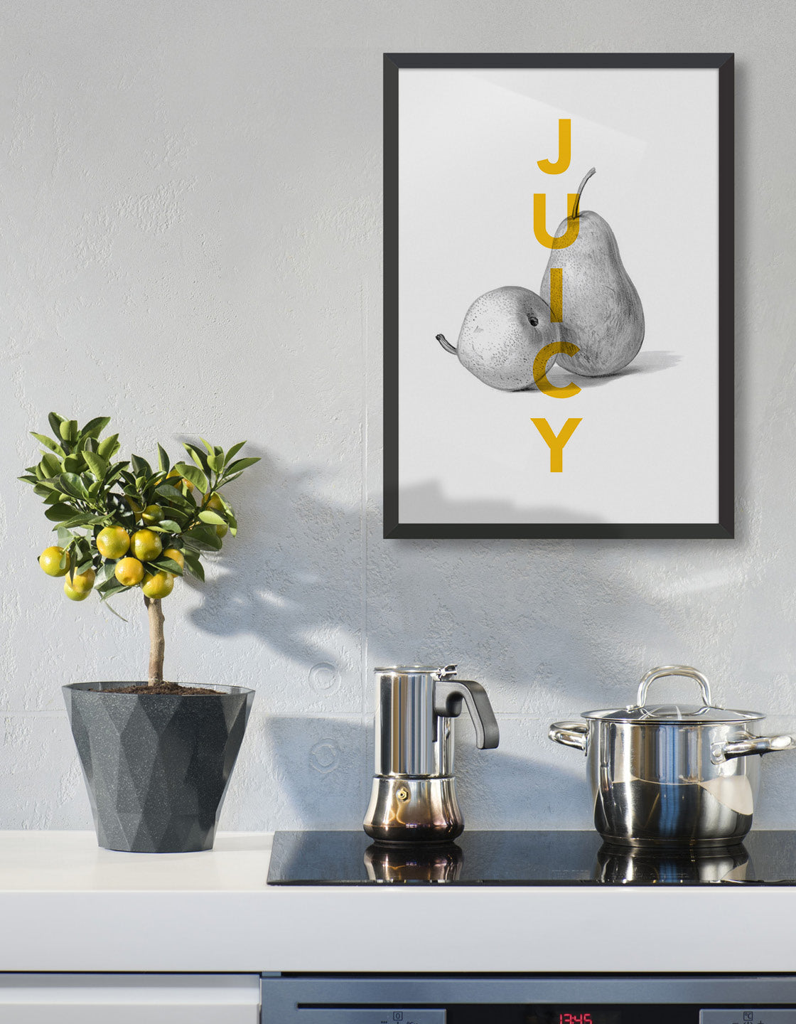 A humorous typography poster featuring a juicy pear design, printed on heavyweight fine art paper.