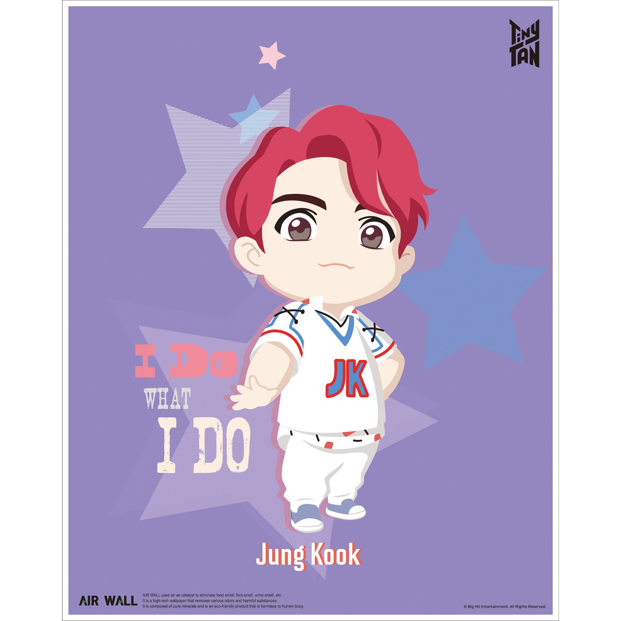 Jung Kook - IDOL Air Wall Poster featuring vibrant colors and lyrics, designed to purify air while showcasing BTS member.