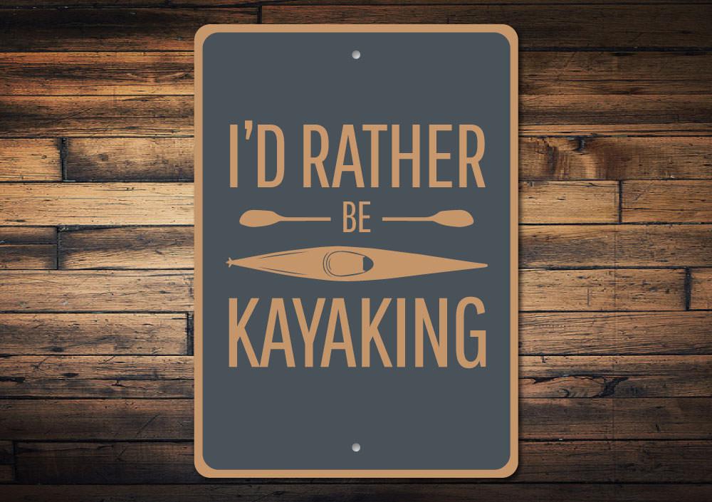 Customizable Kayaking Sign made from durable aluminum, perfect for lakehouse decor.