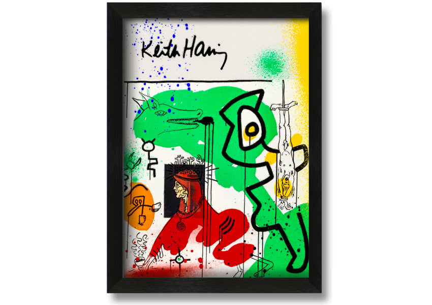 Keith Haring Woman In Red artwork printed on coated polyester canvas, mounted on a 44mm box frame, ready to hang.