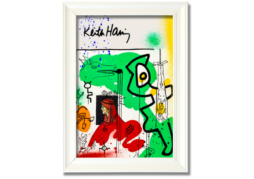 Keith Haring Woman In Red artwork printed on coated polyester canvas, mounted on a 44mm box frame, ready to hang.