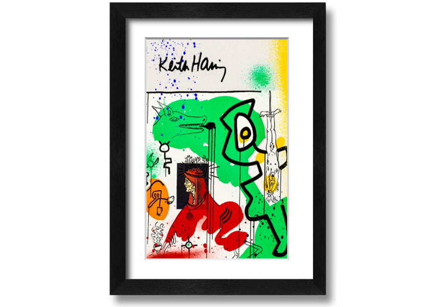 Keith Haring Woman In Red artwork printed on coated polyester canvas, mounted on a 44mm box frame, ready to hang.