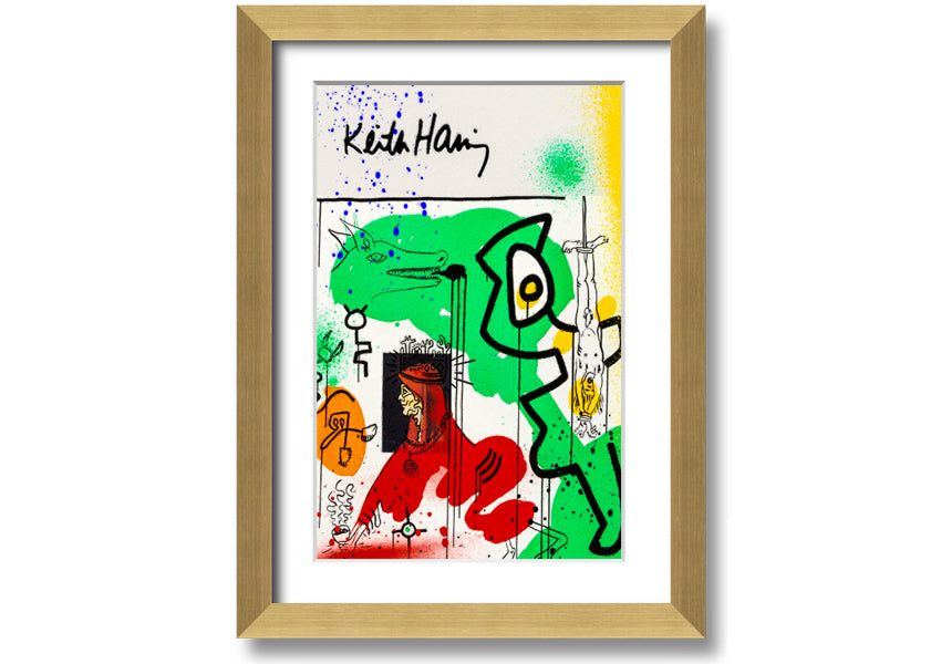 Keith Haring Woman In Red artwork printed on coated polyester canvas, mounted on a 44mm box frame, ready to hang.