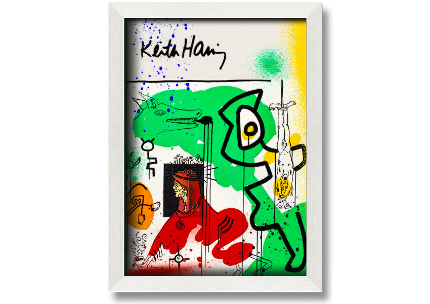 Keith Haring Woman In Red artwork printed on coated polyester canvas, mounted on a 44mm box frame, ready to hang.