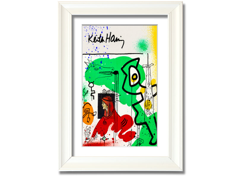 Keith Haring Woman In Red artwork printed on coated polyester canvas, mounted on a 44mm box frame, ready to hang.