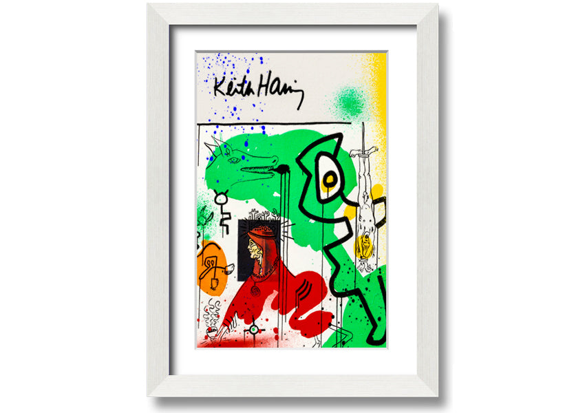 Keith Haring Woman In Red artwork printed on coated polyester canvas, mounted on a 44mm box frame, ready to hang.