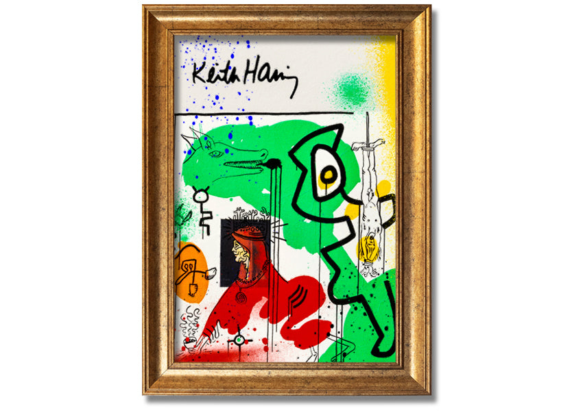 Keith Haring Woman In Red artwork printed on coated polyester canvas, mounted on a 44mm box frame, ready to hang.