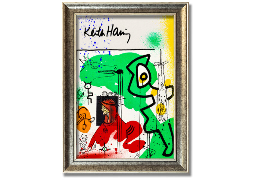 Keith Haring Woman In Red artwork printed on coated polyester canvas, mounted on a 44mm box frame, ready to hang.