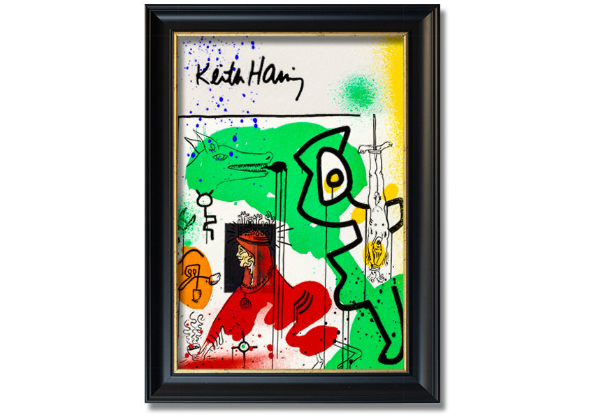 Keith Haring Woman In Red artwork printed on coated polyester canvas, mounted on a 44mm box frame, ready to hang.