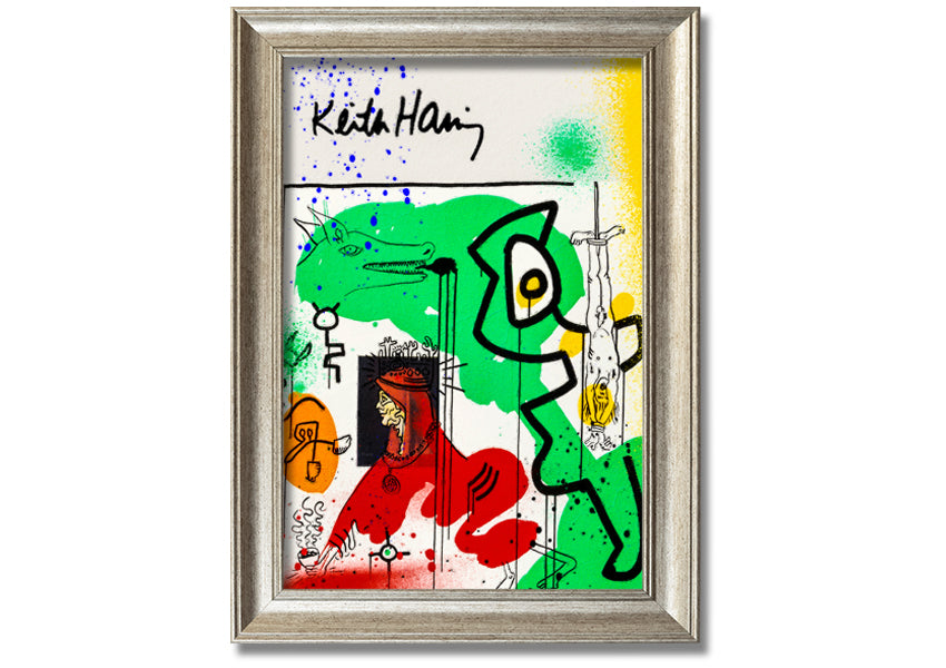 Keith Haring Woman In Red artwork printed on coated polyester canvas, mounted on a 44mm box frame, ready to hang.