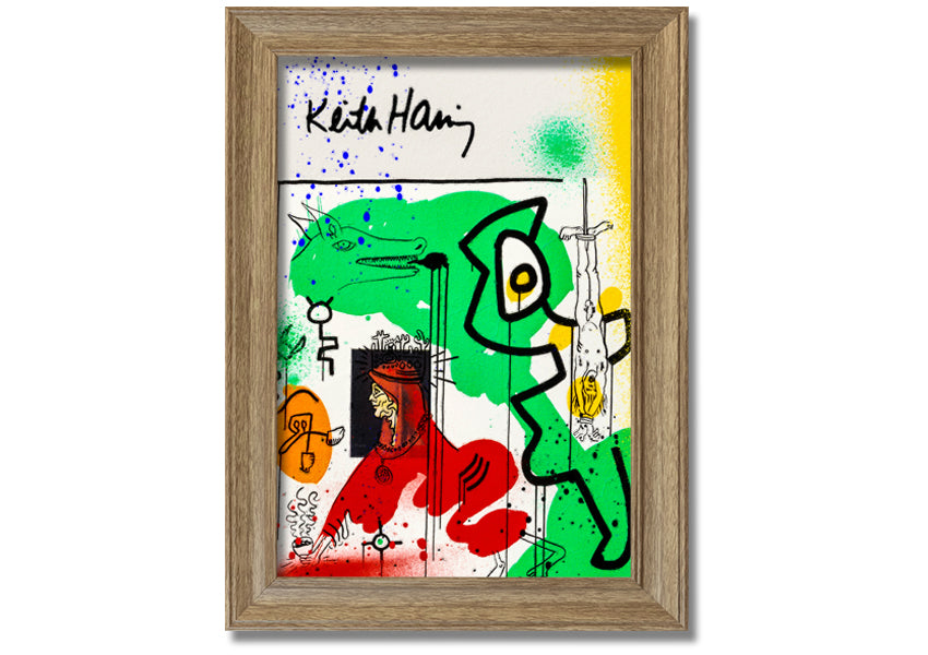 Keith Haring Woman In Red artwork printed on coated polyester canvas, mounted on a 44mm box frame, ready to hang.